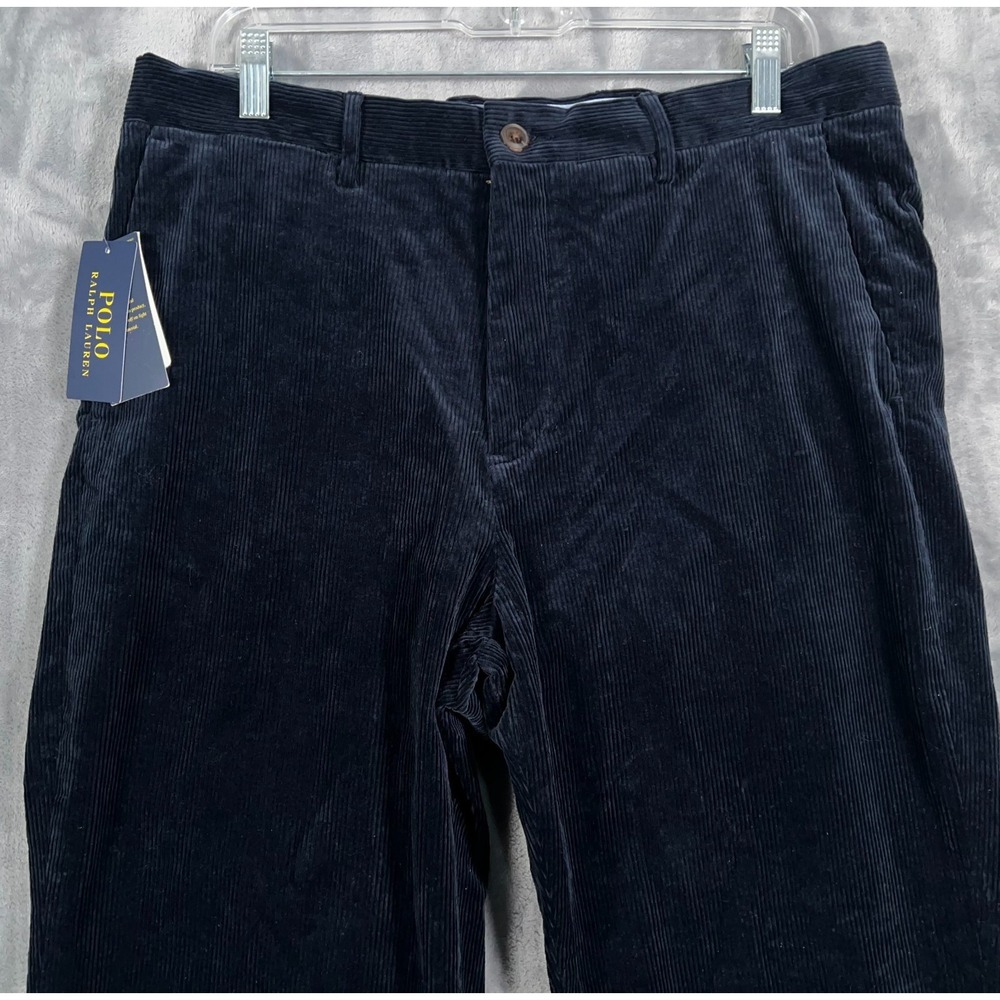 Polo Ralph Lauren Corduroy Pants Mens 34x30 New Navy Blue Chino Straight Stretch - Picture 2 of 14
